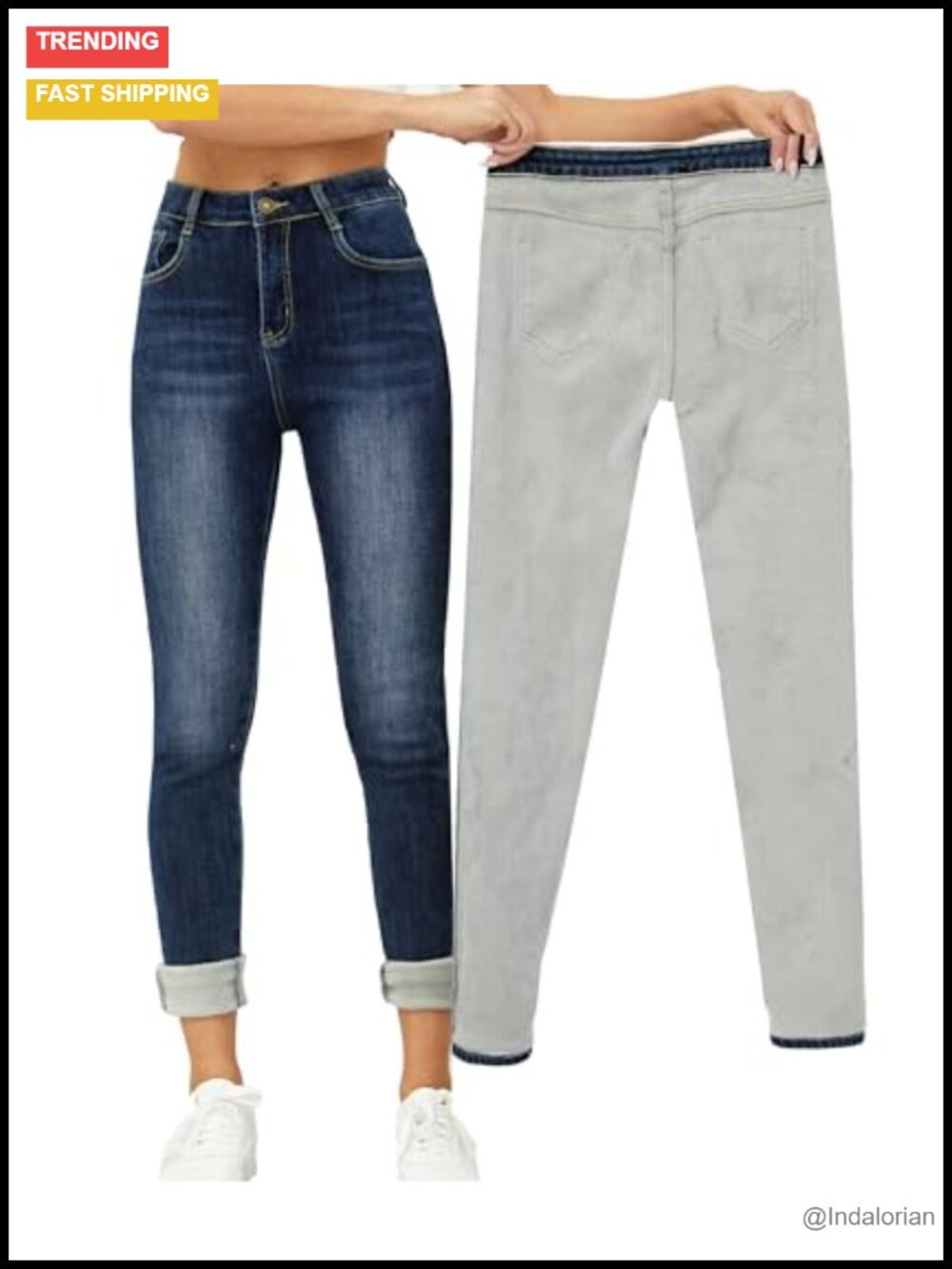 Women's Fleece Lined Skinny Denim Jeans Thermal Winter High Waist Stretch